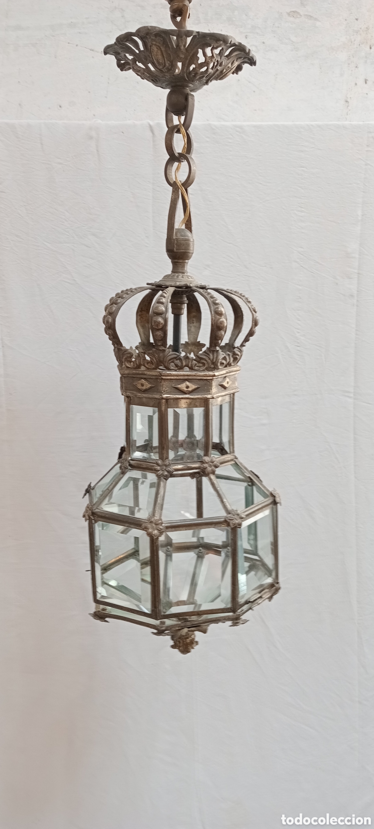 Antig&uuml;edades: Lampara de bronce inglesa del XIX - Foto 1
