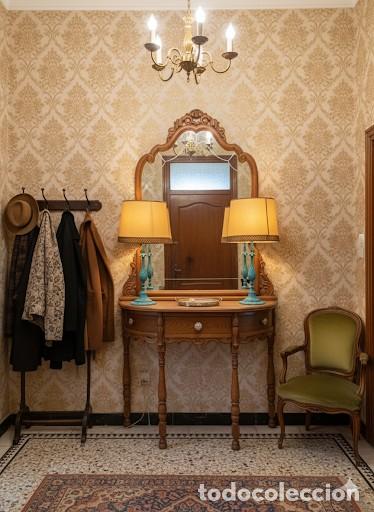 Antig&uuml;edades: Mueble recibidor antiguo con espejo. - Foto 2