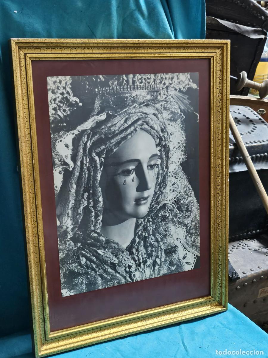 Antig&uuml;edades: cuadro dorado con lamina de la virgen - Foto 1