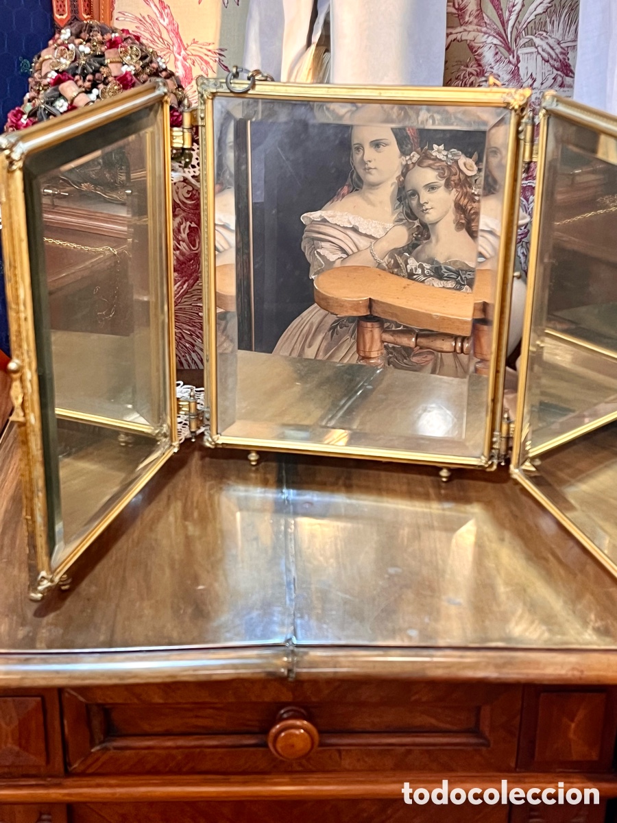 Antig&uuml;edades: Espejo tr&iacute;ptico de viaje - Foto 4