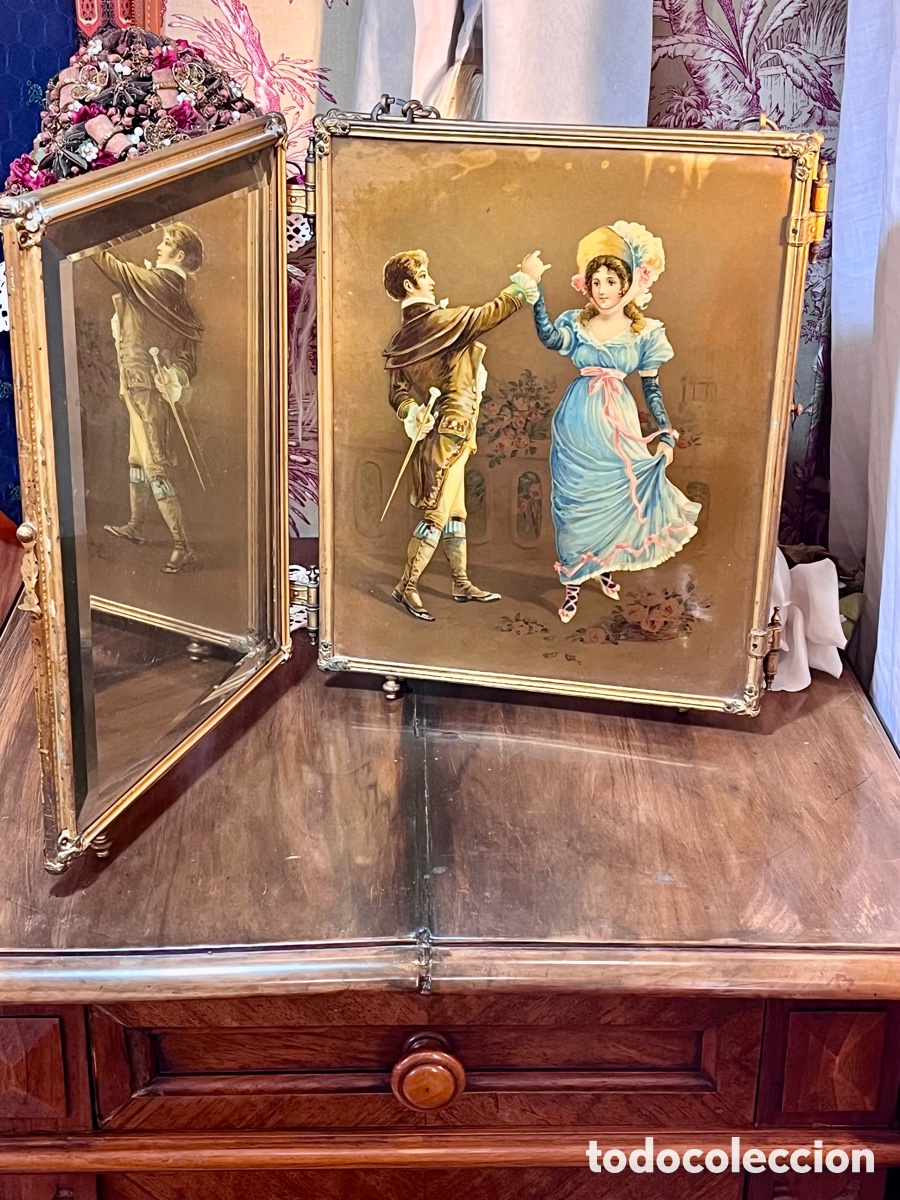 Antig&uuml;edades: Espejo tr&iacute;ptico de viaje - Foto 1
