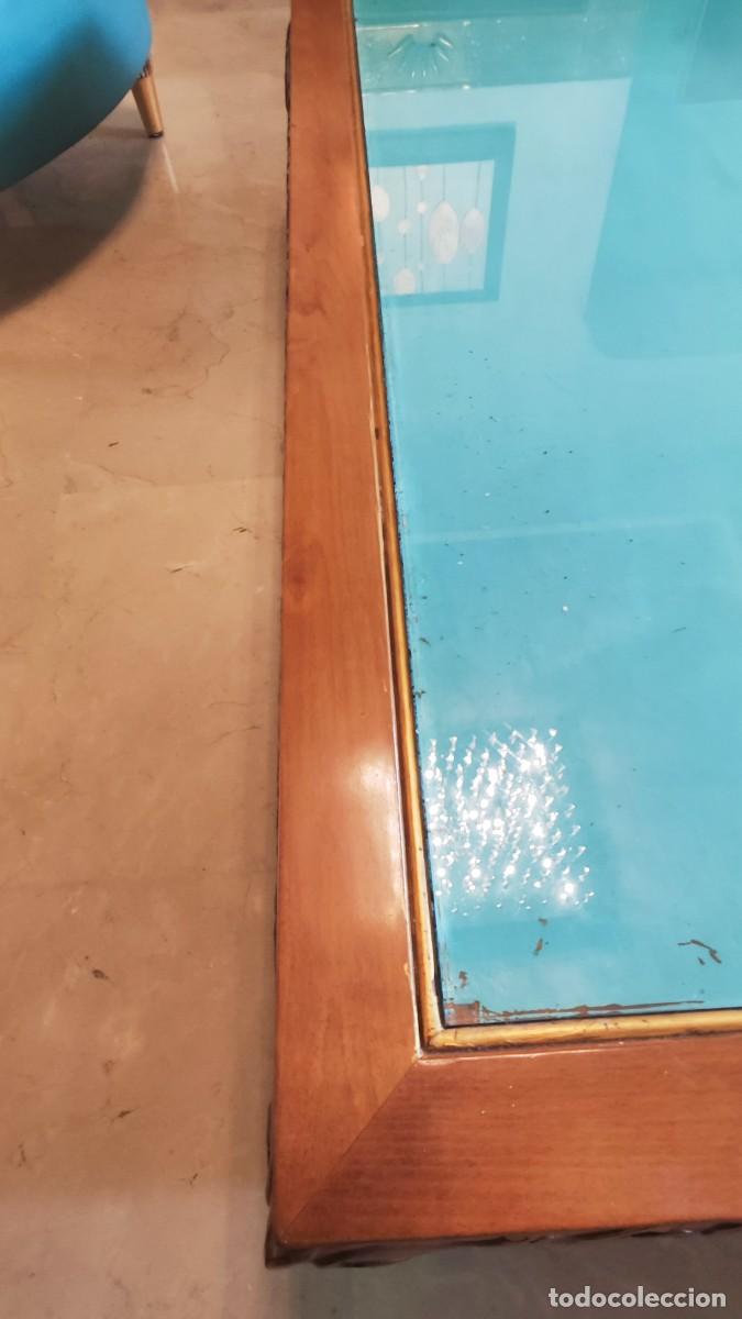 Antig&uuml;edades: Mesa de Centro Tallada con Cristal Turquesa - Foto 6