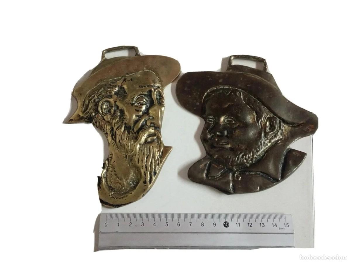 Antiquit&eacute;s: Placas Bronce Quijote Y Sancho Panza