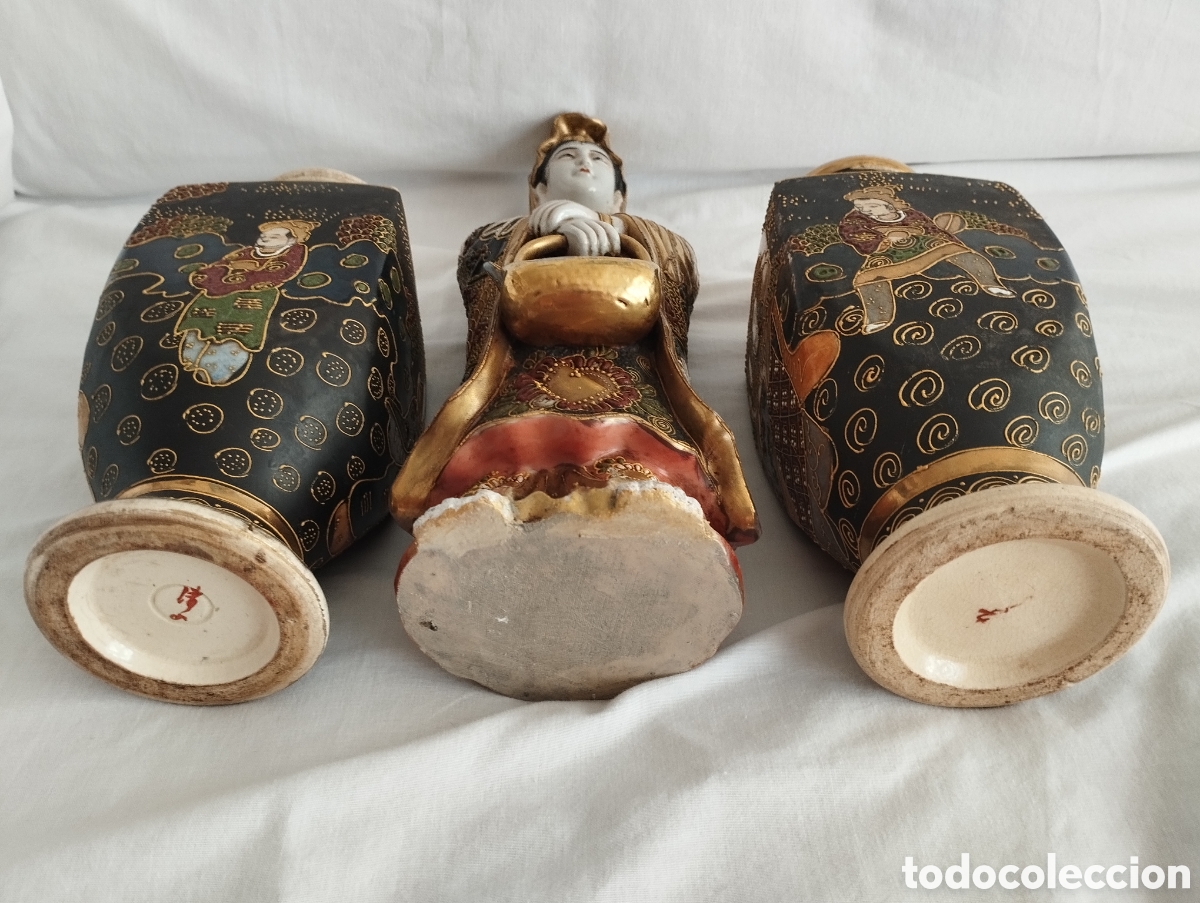 Antig&uuml;edades: Antigua Figura y Jarrones Japoneses. - Foto 7