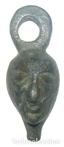 Antiquit&eacute;s: 340-Antigua Roma -bronce-Impresionante aplique de m&aacute;scara teatral romana-38 mm-siglos 1&ordm; al 3&ordm; DC.