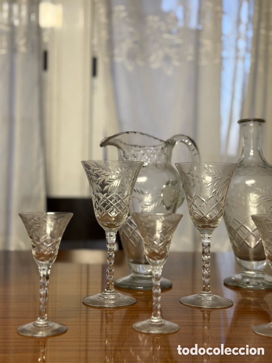 Antig&uuml;edades: Juego 35 Copas Cristal Tallado - Foto 2