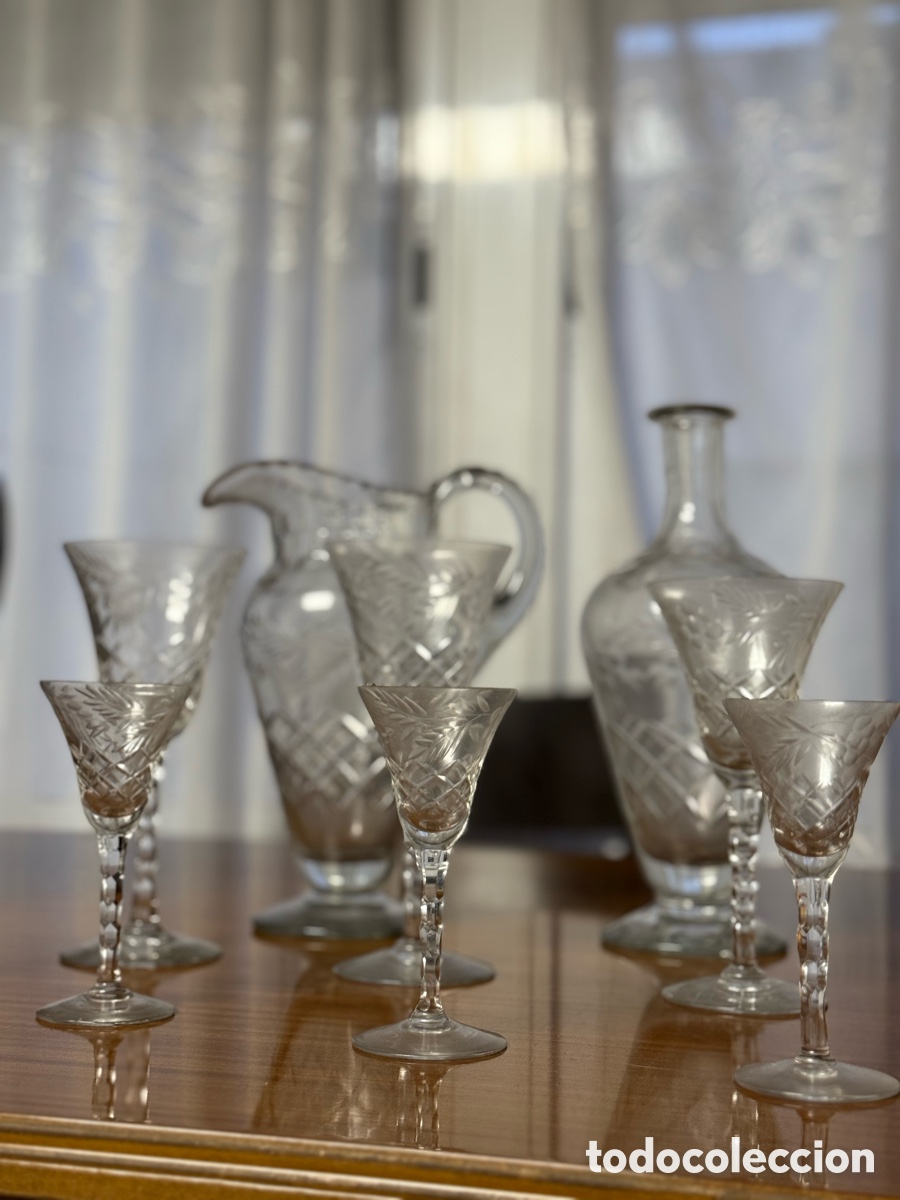 Antig&uuml;edades: Juego 35 Copas Cristal Tallado - Foto 1