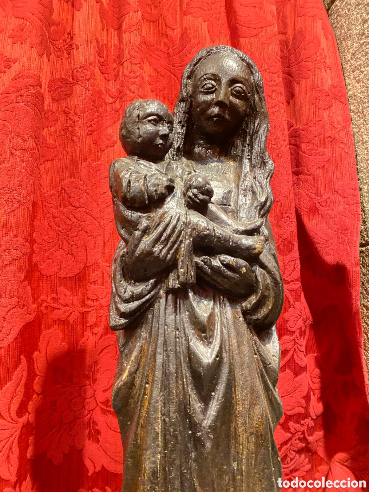 Antig&uuml;edades: Virgen con ni&ntilde;o en madera - Foto 2