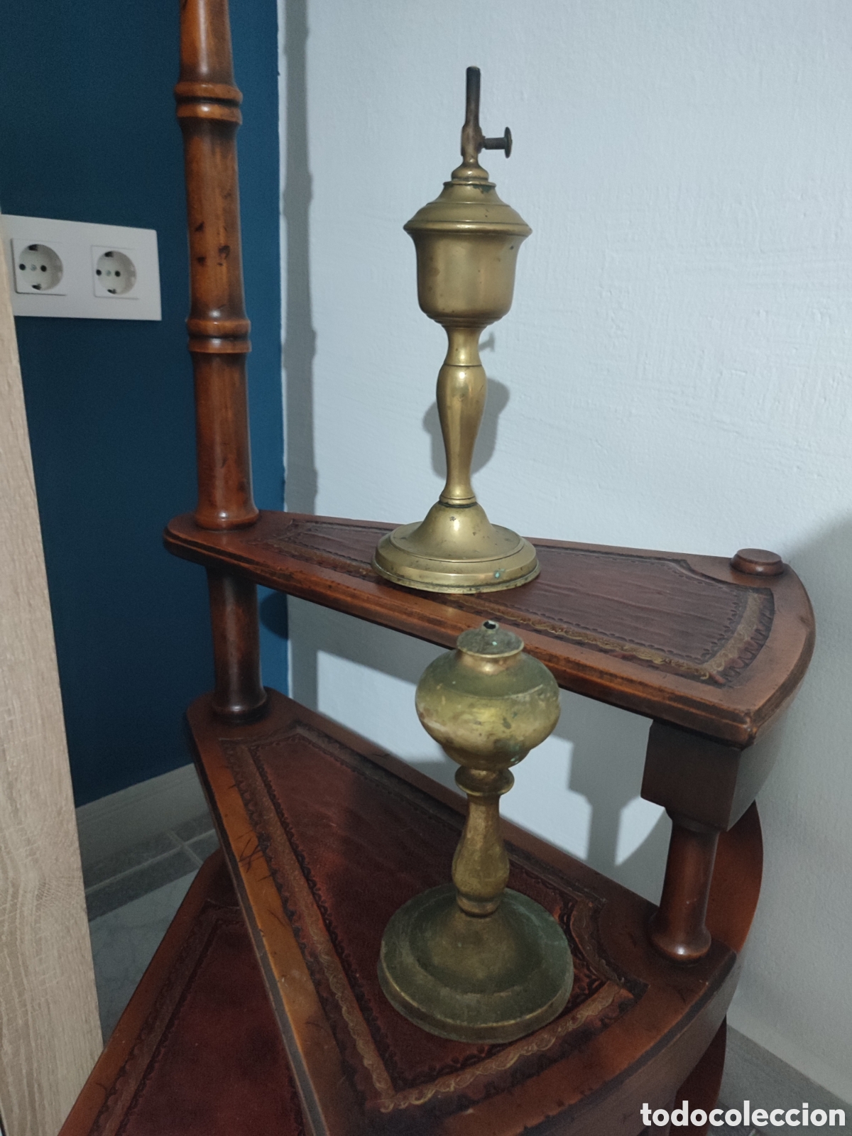 Antig&uuml;edades: L&aacute;mpara de aceite de lat&oacute;n - Foto 2