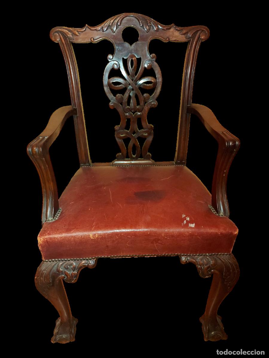 Antig&uuml;edades: BUTACA DE CAOBA ESTILO CHIPPENDALE - Foto 1