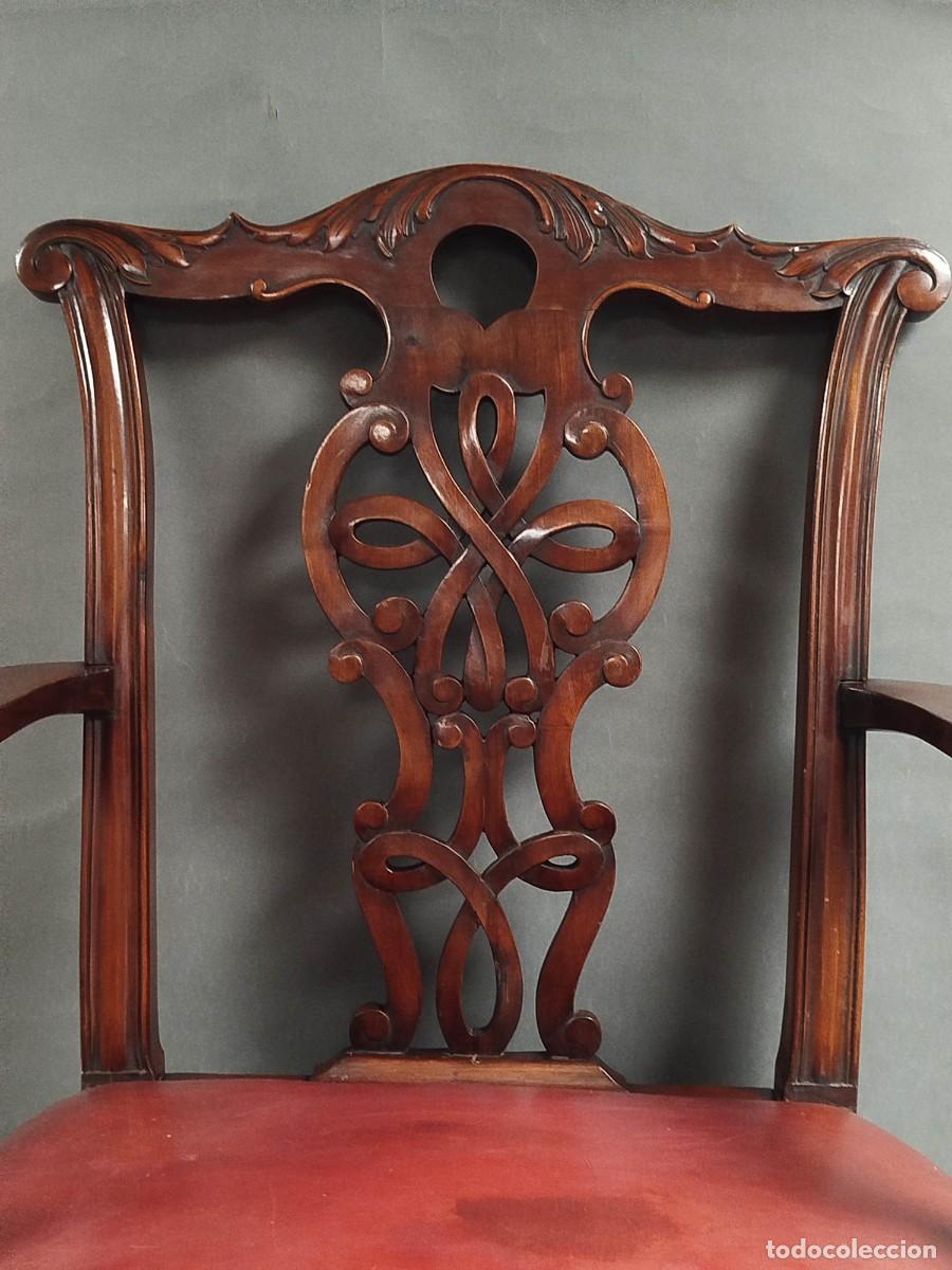 Antig&uuml;edades: BUTACA DE CAOBA ESTILO CHIPPENDALE - Foto 6