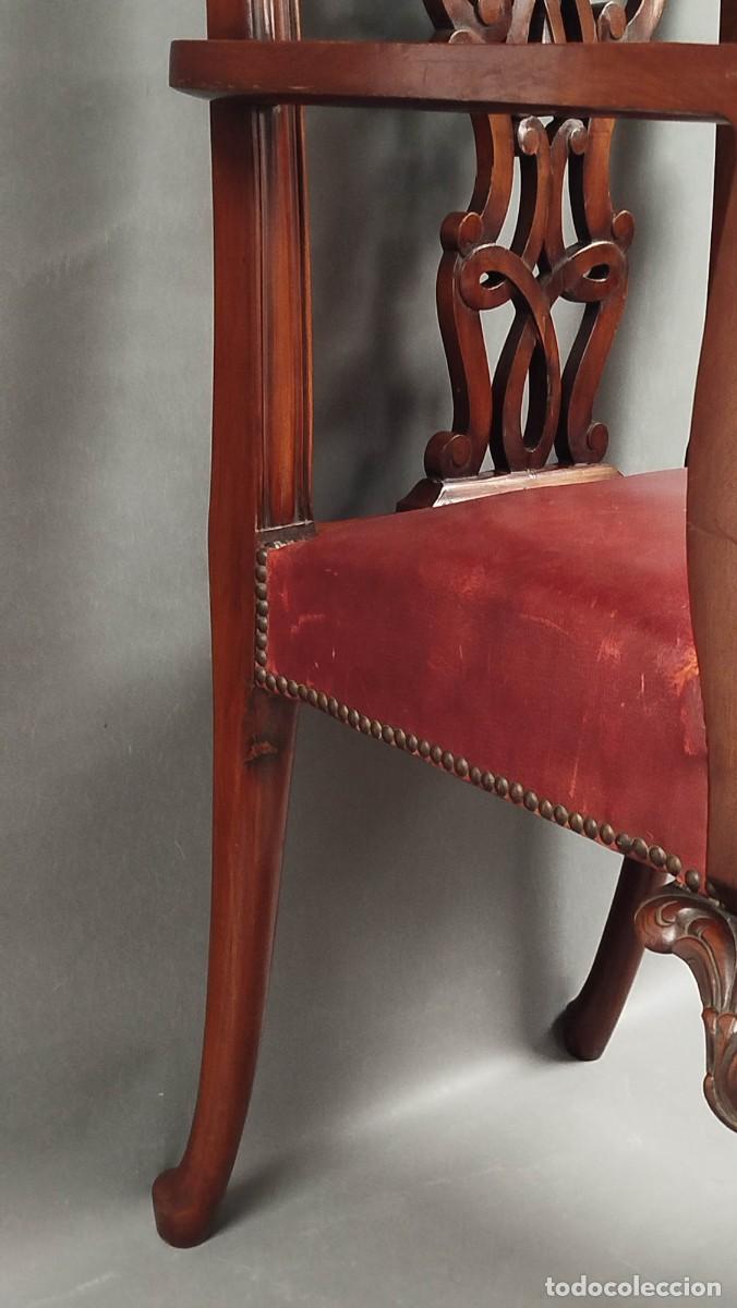 Antig&uuml;edades: BUTACA DE CAOBA ESTILO CHIPPENDALE - Foto 7