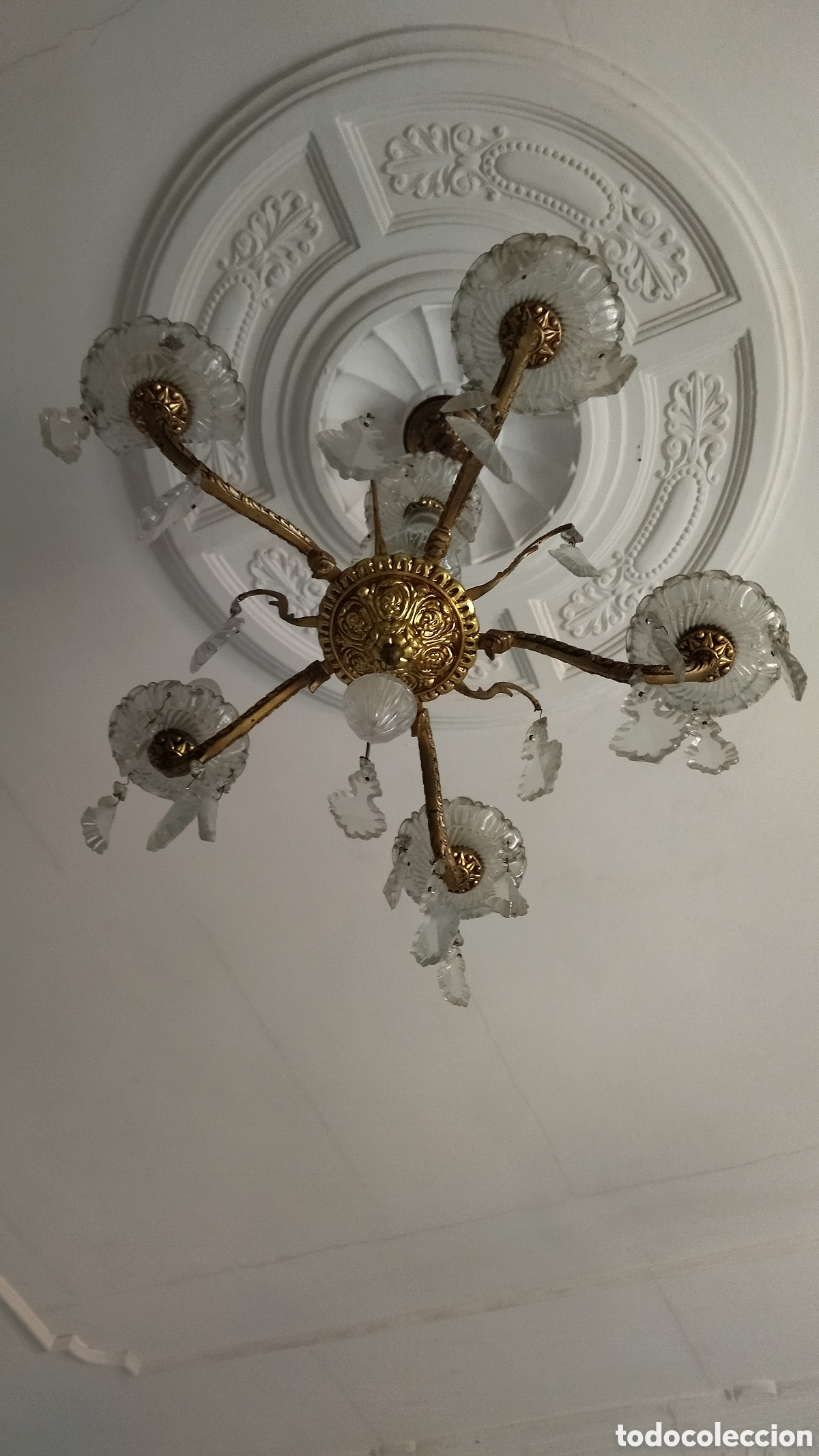 Antig&uuml;edades: L&aacute;mpara de ara&ntilde;a antigua - Foto 1
