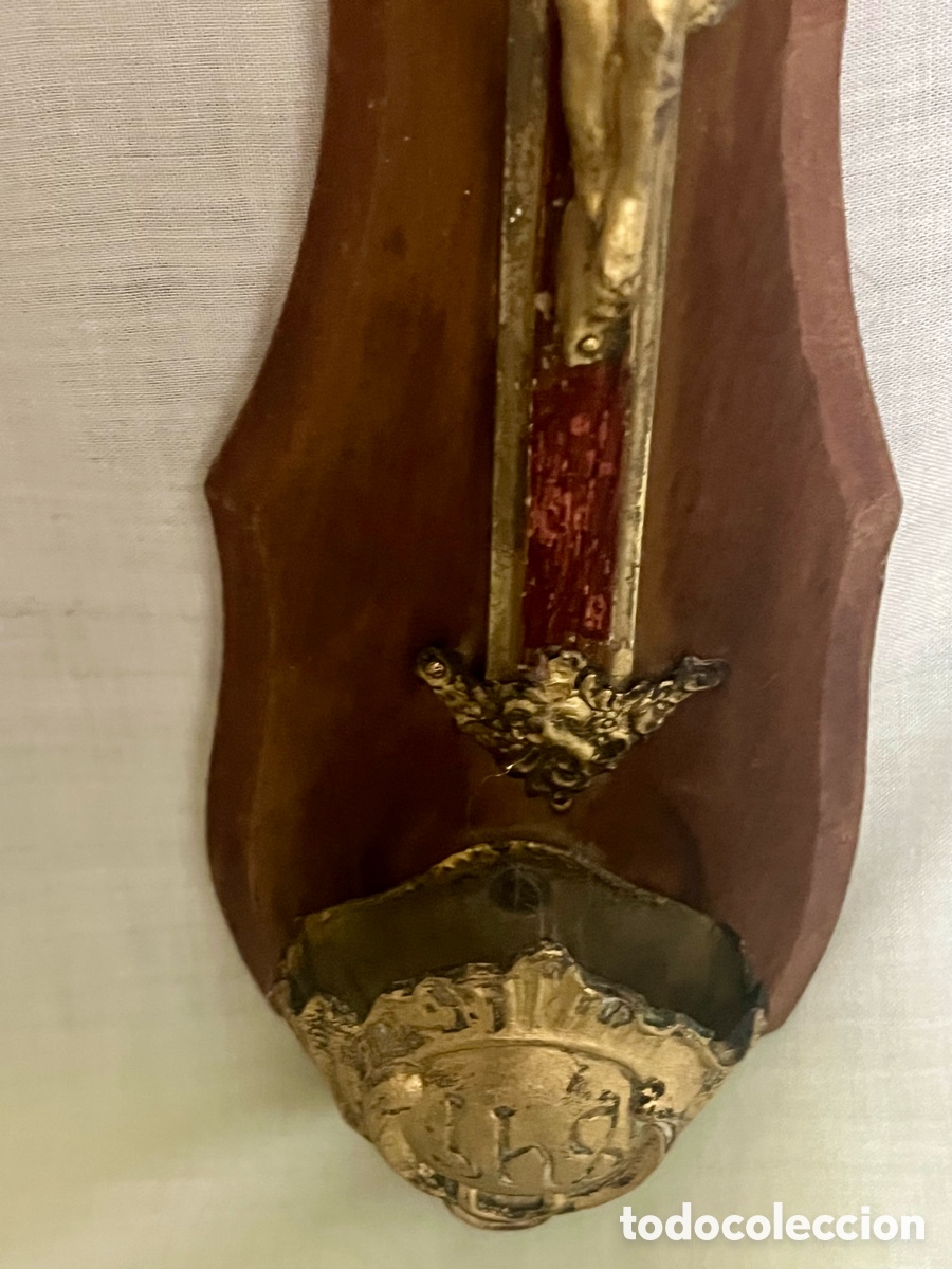 Antig&uuml;edades: ANTIGUA BENDITERA DE MADERA Y METAL - Foto 7