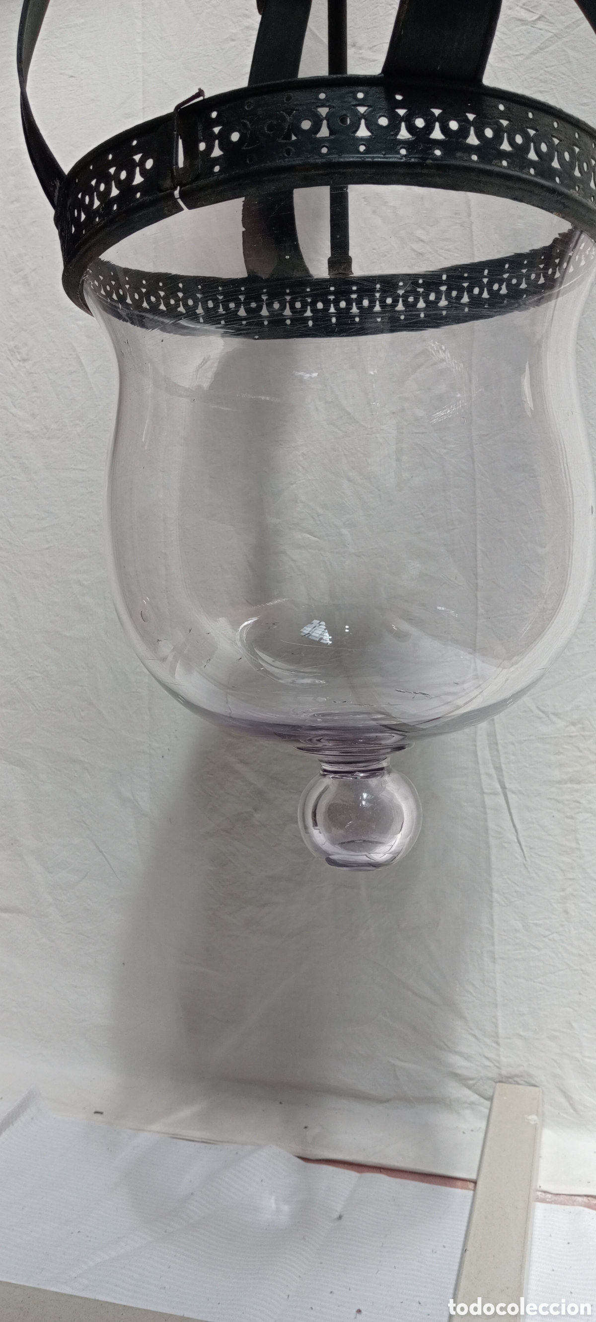 Antig&uuml;edades: Lampara de cristal y lat&oacute;n XIX - Foto 6
