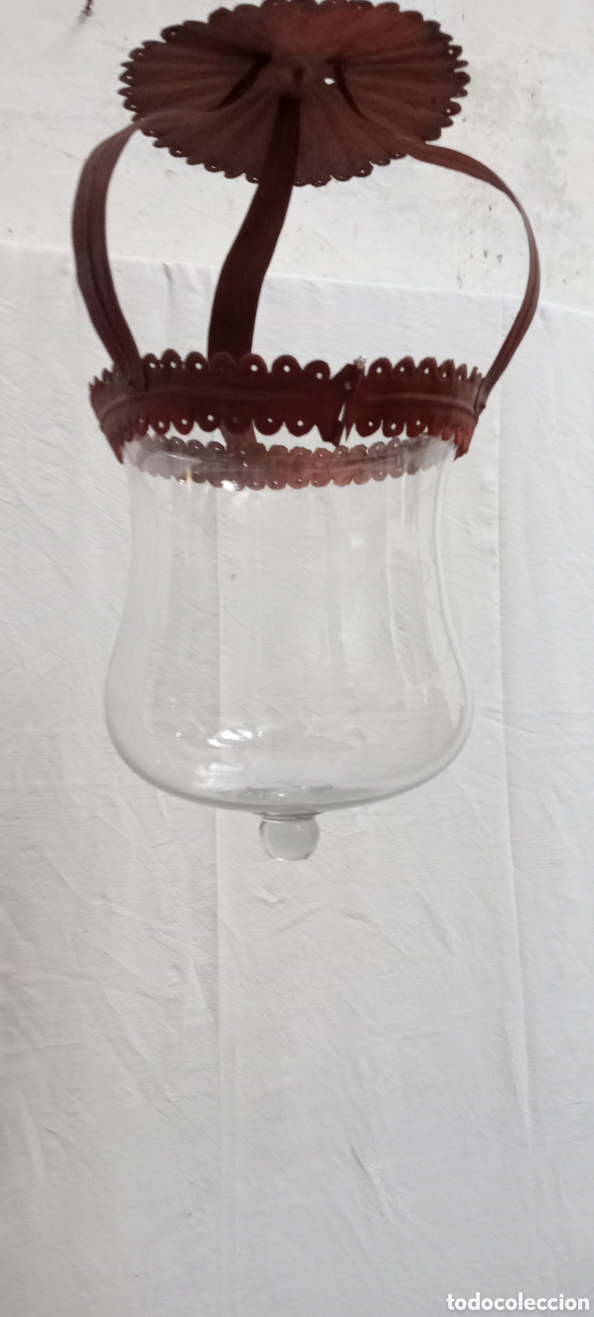 Antig&uuml;edades: Lampara de cristal y lat&oacute;n XIX - Foto 8