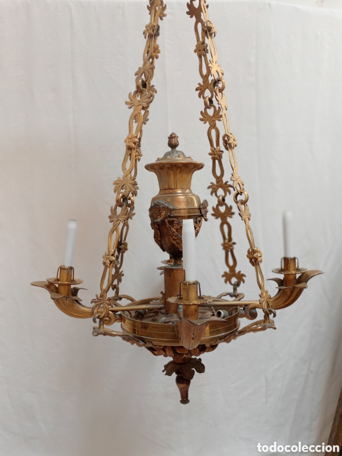Antig&uuml;edades: Lampara de cristal y lat&oacute;n XIX - Foto 11