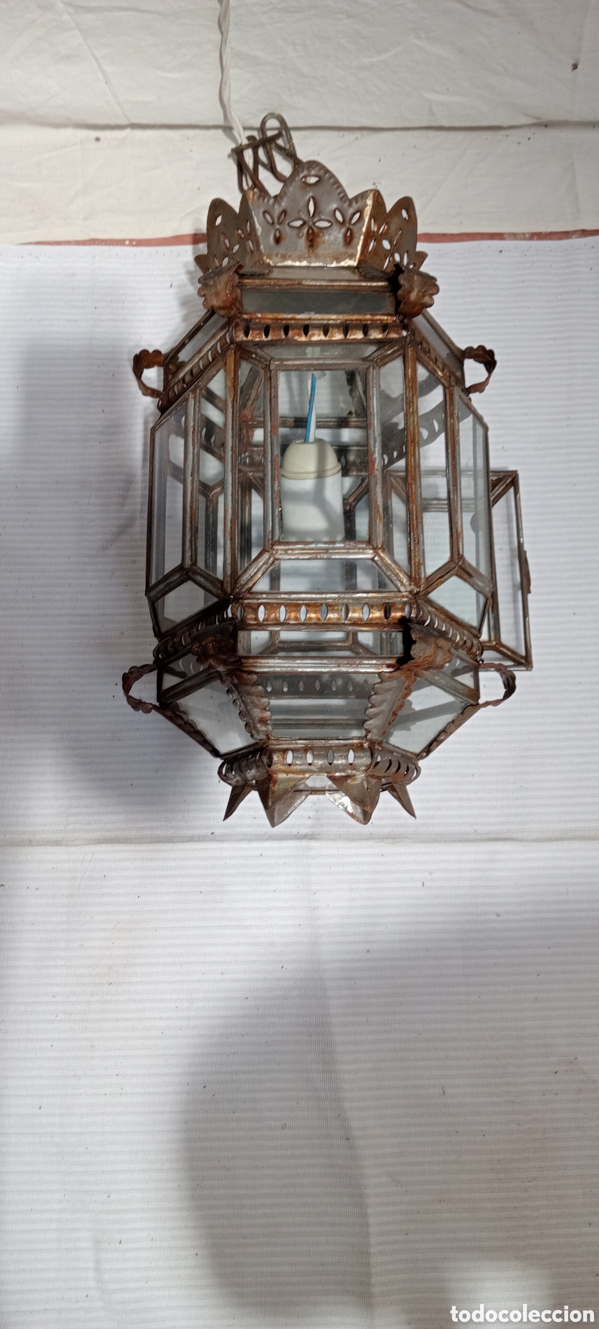 Antig&uuml;edades: Lampara de cristal y lat&oacute;n XIX - Foto 14