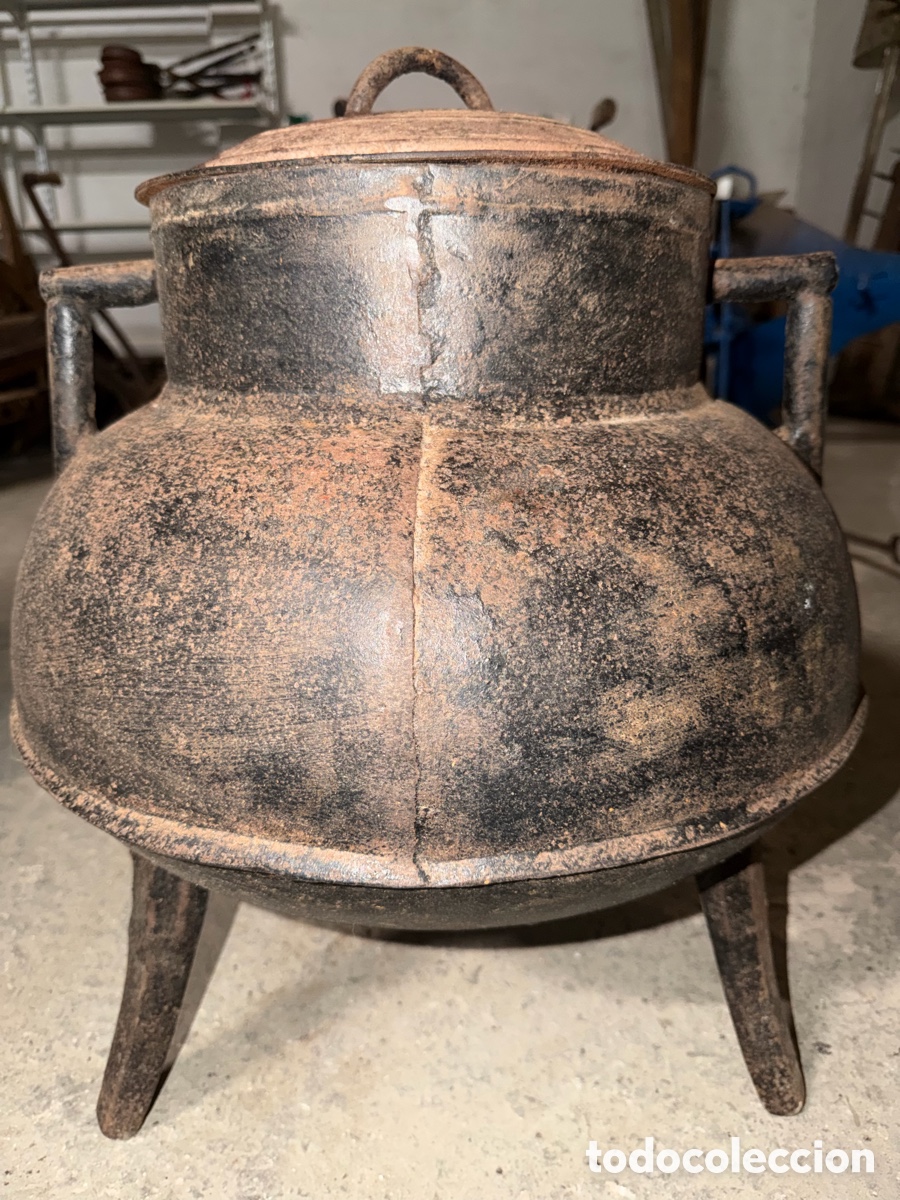 Antiques: Olla antigua hierro fundido Siglo XIX