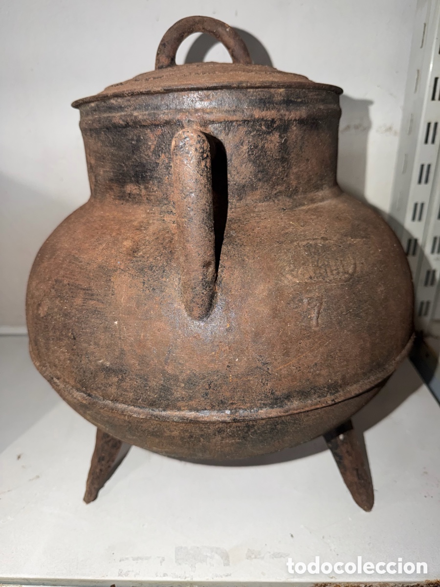 Antiques: Olla Hierro Fundido F. FRANCO N&ordm; 7 Antigua