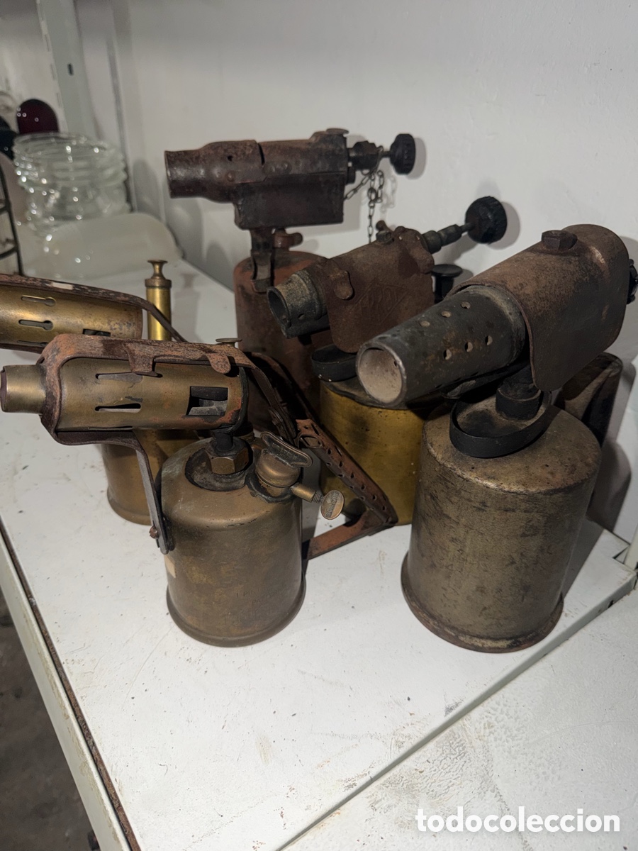 Antig&uuml;edades: 5 Soples Antiguos de Lat&oacute;n - Foto 2