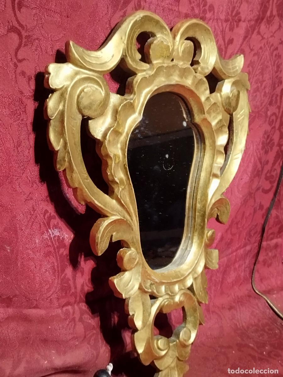 Antig&uuml;edades: ESPEJO CORNUCOPIA DE MADERA CALADA Y PAN DE ORO - Foto 2