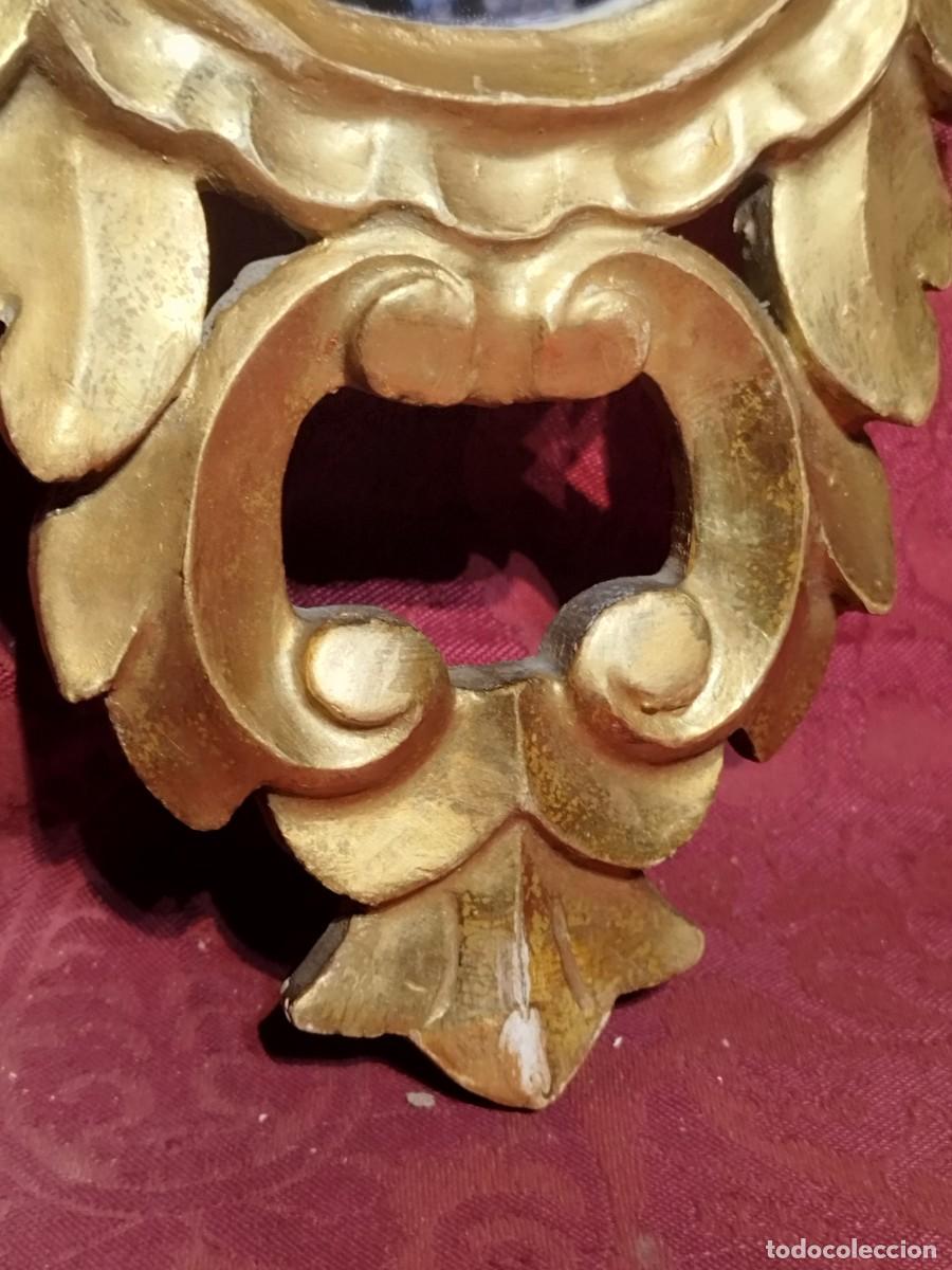 Antig&uuml;edades: ESPEJO CORNUCOPIA DE MADERA CALADA Y PAN DE ORO - Foto 3