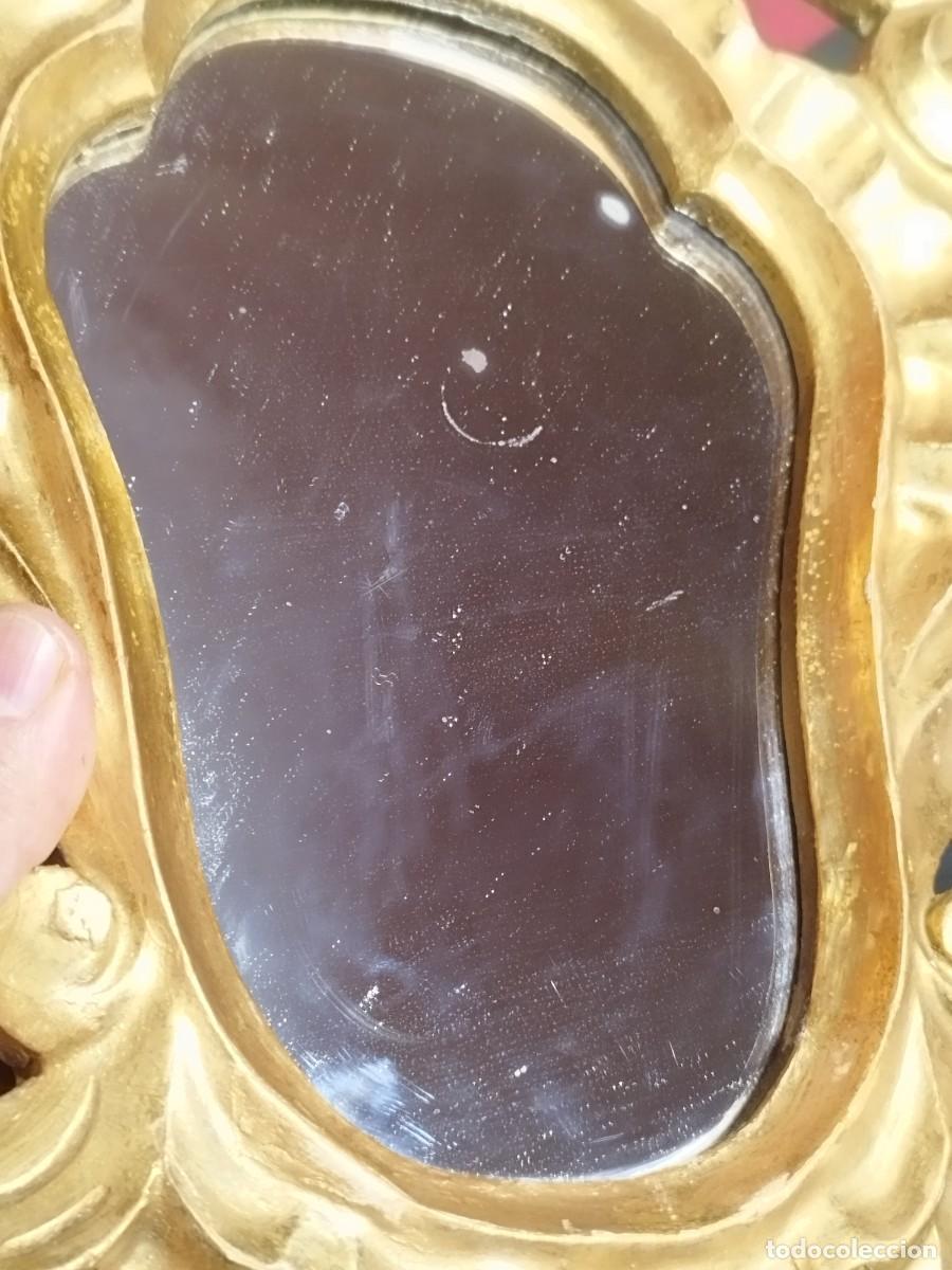 Antig&uuml;edades: ESPEJO CORNUCOPIA DE MADERA CALADA Y PAN DE ORO - Foto 5