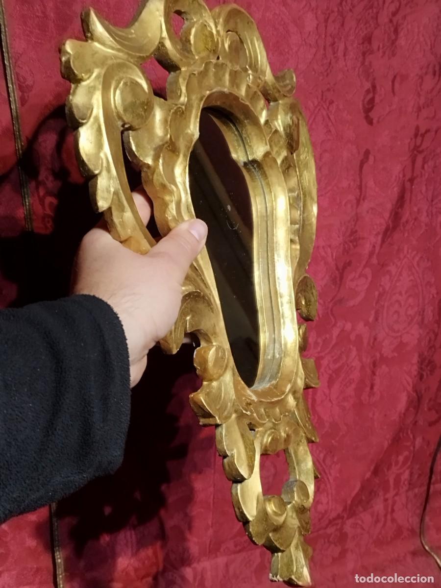 Antig&uuml;edades: ESPEJO CORNUCOPIA DE MADERA CALADA Y PAN DE ORO - Foto 6