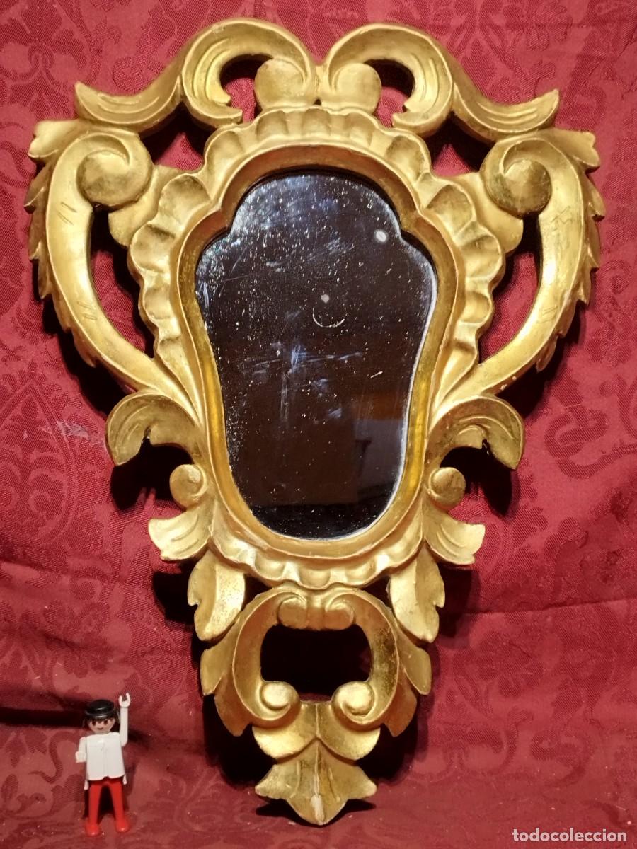 Antig&uuml;edades: ESPEJO CORNUCOPIA DE MADERA CALADA Y PAN DE ORO - Foto 1