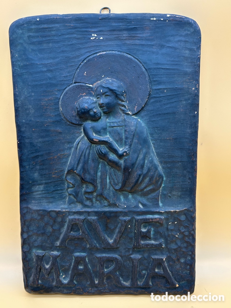 Antig&uuml;edades: Ave Mar&iacute;a de yeso pintado - Foto 1