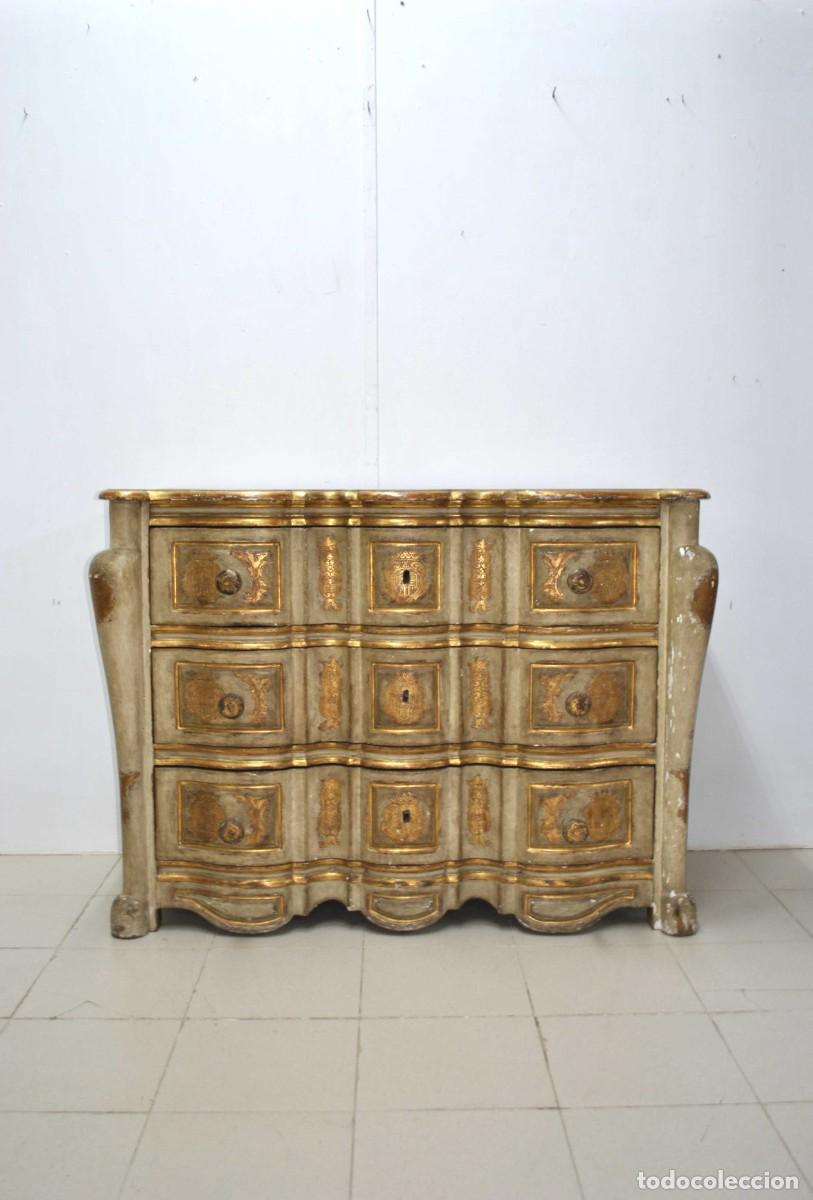 Antig&uuml;edades: C&Oacute;MODA SIGLO XVIII MADERA POLICROMADA - Foto 1