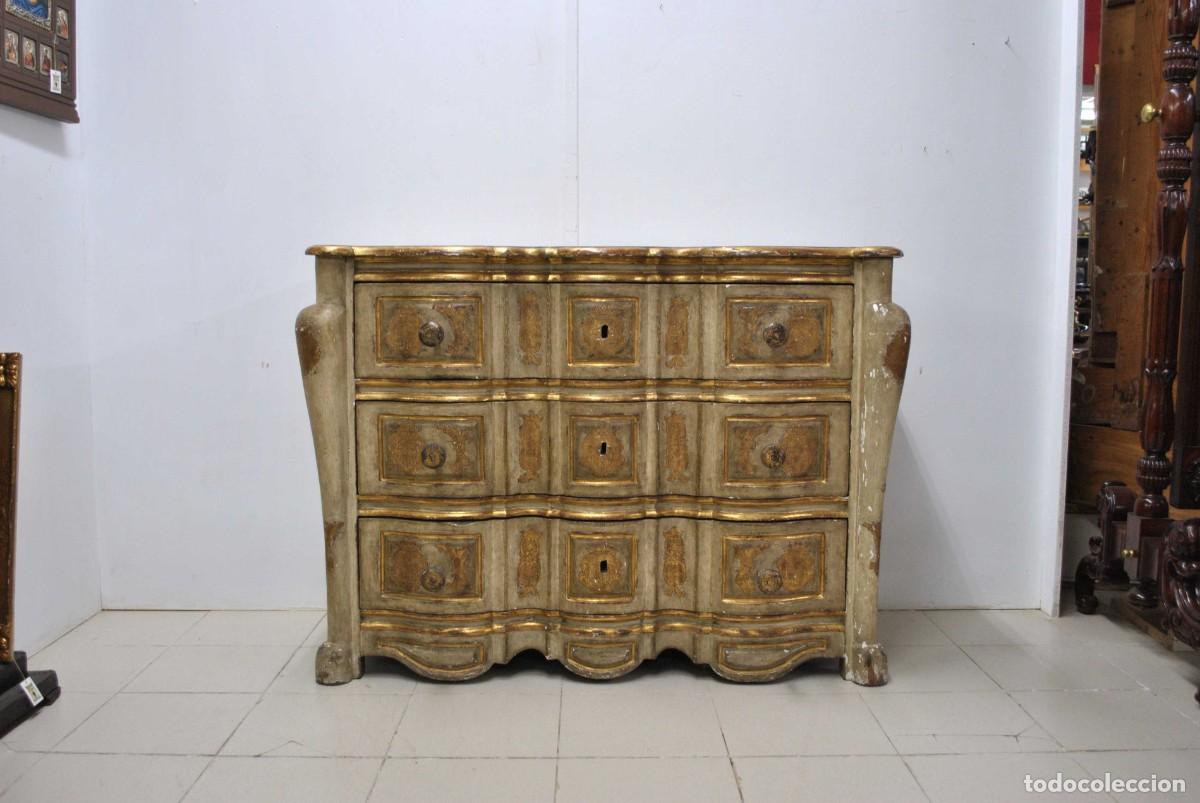 Antig&uuml;edades: C&Oacute;MODA SIGLO XVIII MADERA POLICROMADA - Foto 2