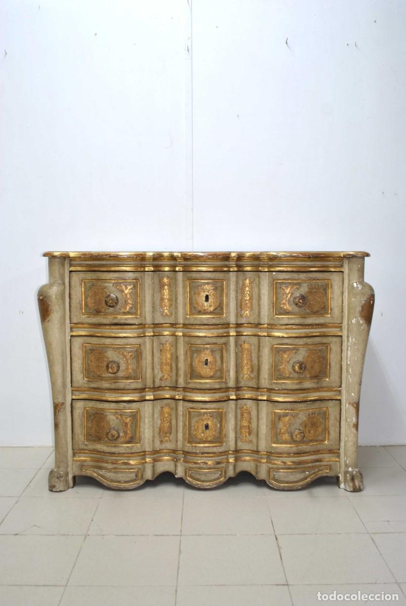 Antig&uuml;edades: C&Oacute;MODA SIGLO XVIII MADERA POLICROMADA - Foto 3