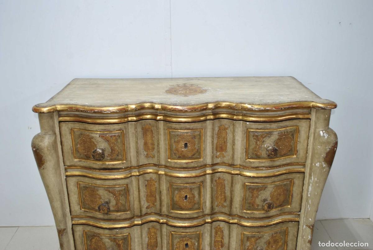 Antig&uuml;edades: C&Oacute;MODA SIGLO XVIII MADERA POLICROMADA - Foto 4