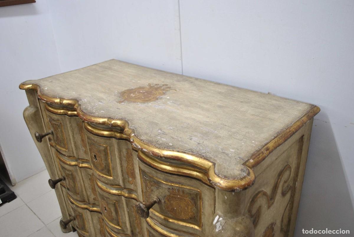 Antig&uuml;edades: C&Oacute;MODA SIGLO XVIII MADERA POLICROMADA - Foto 5