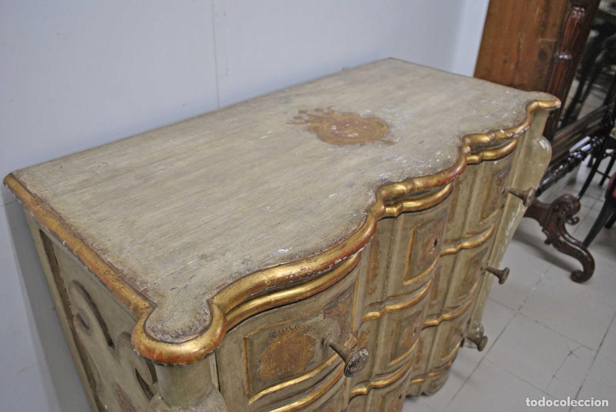 Antig&uuml;edades: C&Oacute;MODA SIGLO XVIII MADERA POLICROMADA - Foto 6