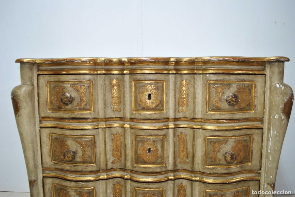 Antig&uuml;edades: C&Oacute;MODA SIGLO XVIII MADERA POLICROMADA - Foto 9