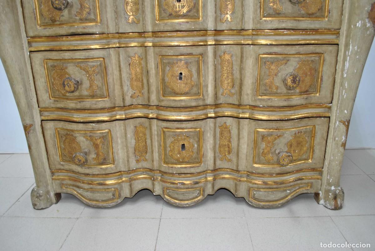 Antig&uuml;edades: C&Oacute;MODA SIGLO XVIII MADERA POLICROMADA - Foto 10