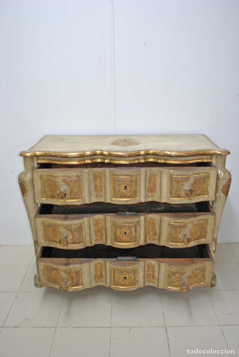 Antig&uuml;edades: C&Oacute;MODA SIGLO XVIII MADERA POLICROMADA - Foto 12