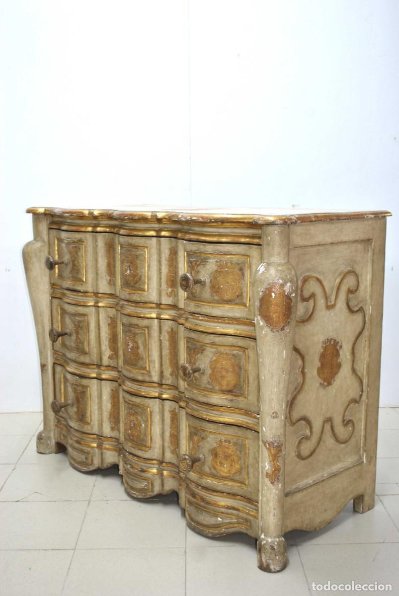 Antig&uuml;edades: C&Oacute;MODA SIGLO XVIII MADERA POLICROMADA - Foto 19