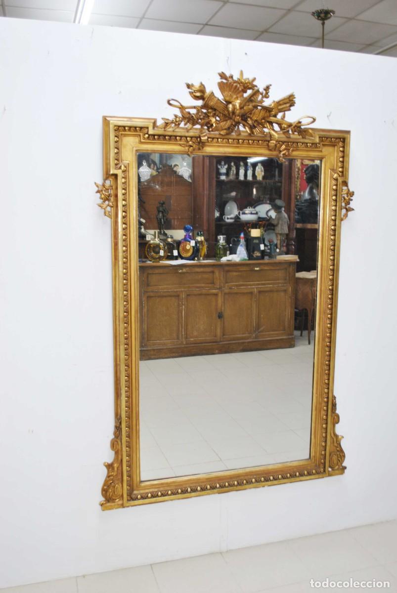 Antig&uuml;edades: ESPEJO ORO COPETE TALLADO - Foto 1