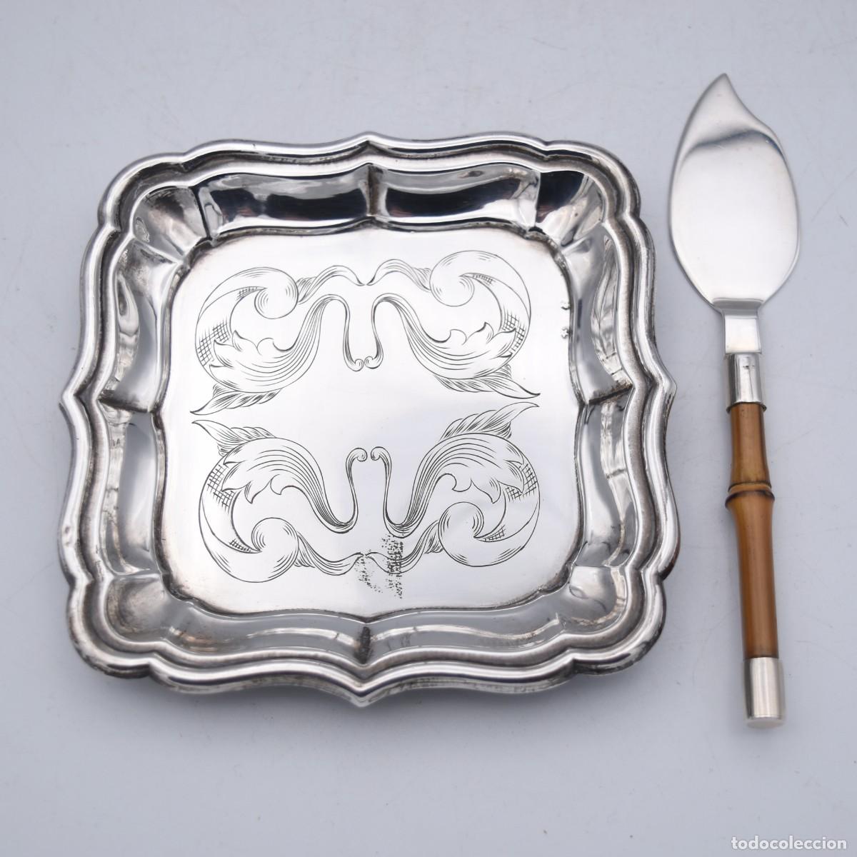 Antig&uuml;edades: Bandeja de servicio / mantequillera con pala - Plata - Foto 5