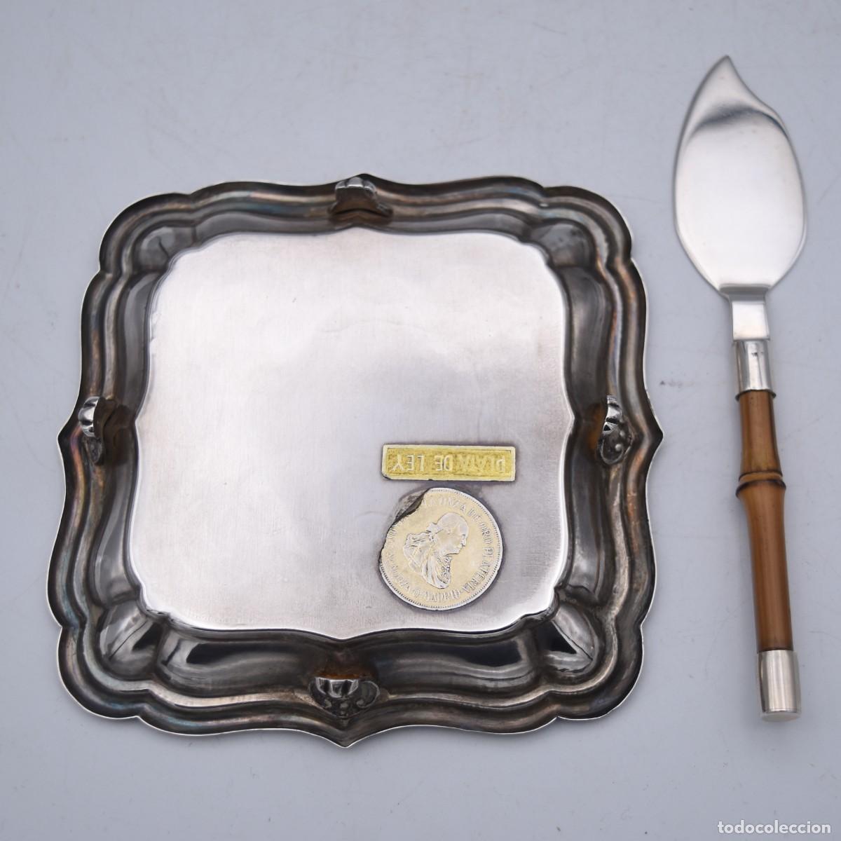 Antig&uuml;edades: Bandeja de servicio / mantequillera con pala - Plata - Foto 9