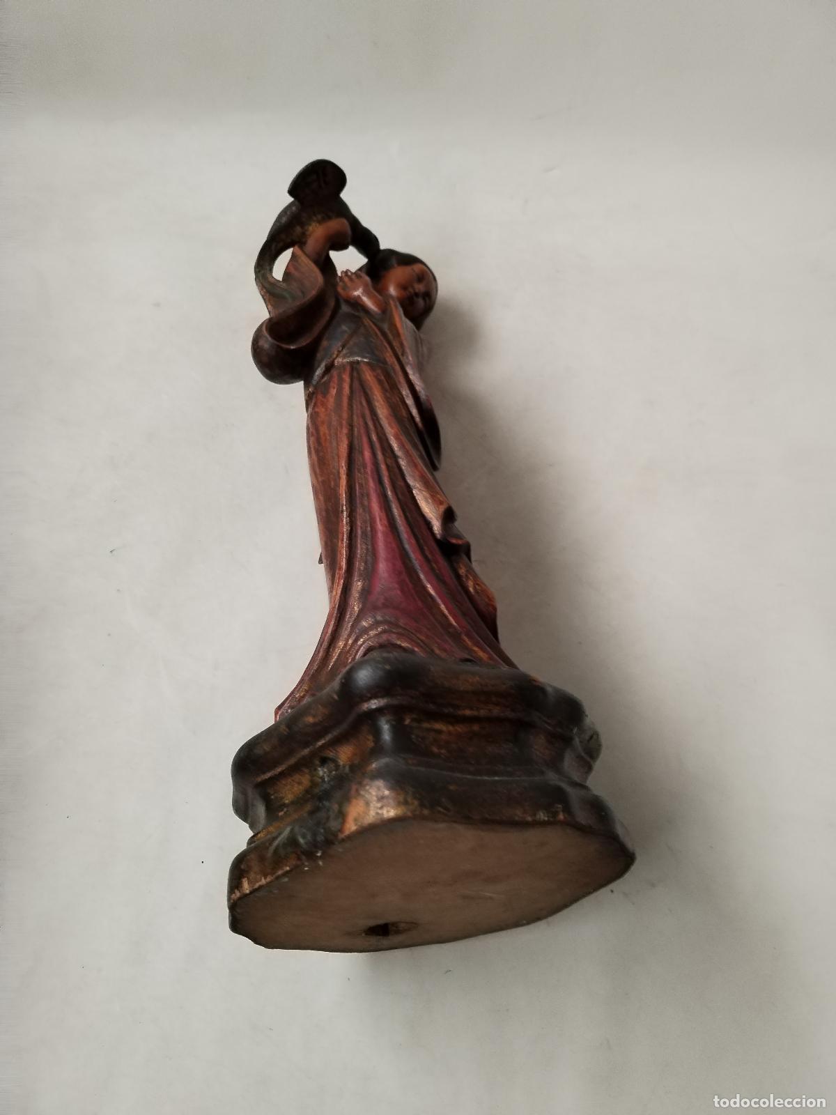 Antig&uuml;edades: figura de mujer china con alc&oacute;n en madera policromada - Foto 2