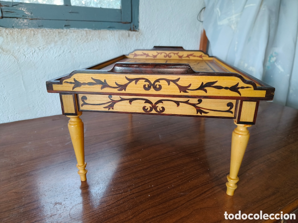 Antig&uuml;edades: Bandeja cama marqueter&iacute;a - Foto 4