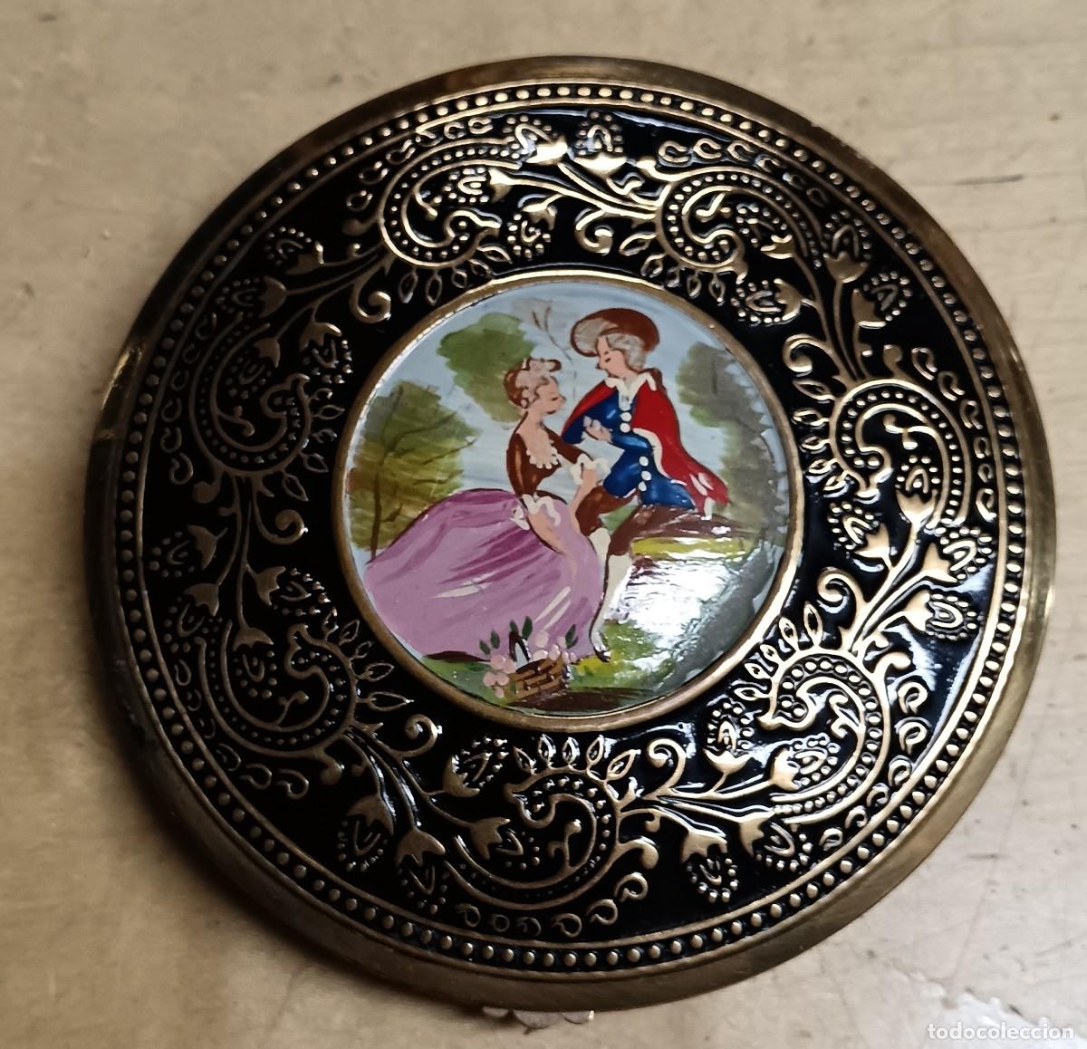 Antig&uuml;edades: POLVERA DORADA LIMOGES 8 CM. DI&Aacute;METRO - Foto 1