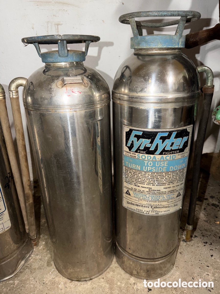 Antiques: Lote 5 extintores soda-&aacute;cido Pyrene, General,Fyr-F