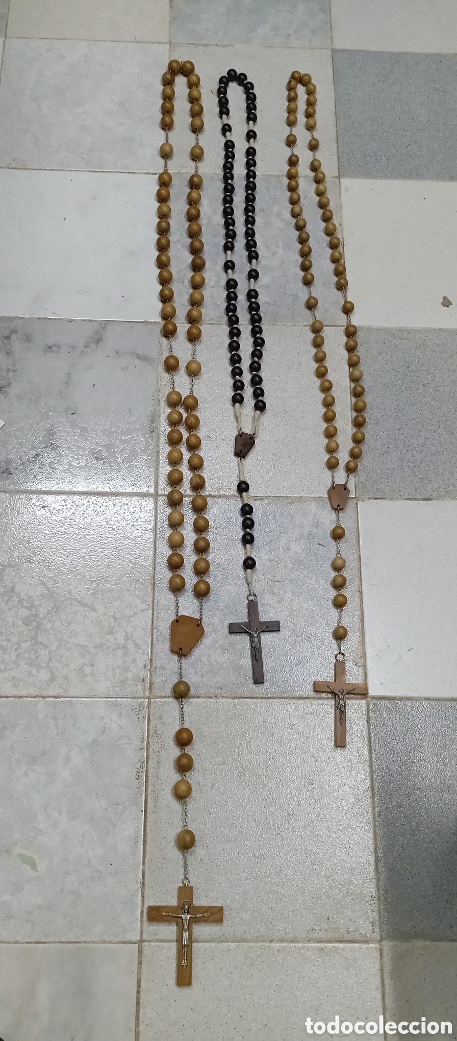 Antig&uuml;edades: 3 ROSARIOS DE MADERA DEL SIGLO XX - Foto 7