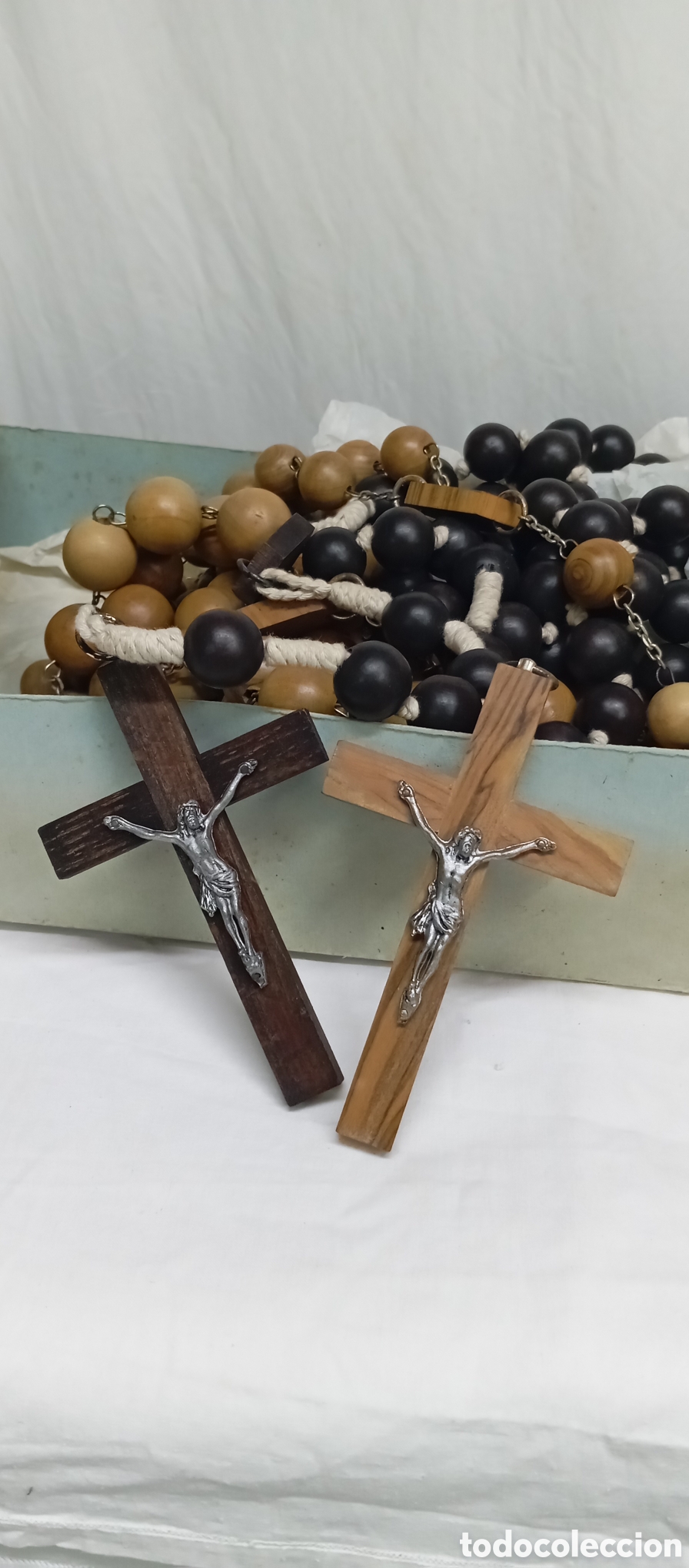Antig&uuml;edades: 3 ROSARIOS DE MADERA DEL SIGLO XX - Foto 19